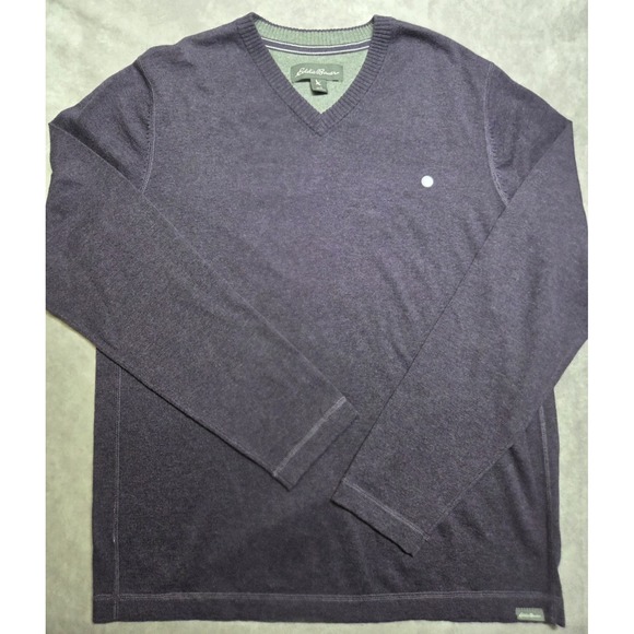 Eddie Bauer Other - Eddie Bauer Merino Wool Blend Sweater Mens Large Purple Long Sleeve V Neck NWOT